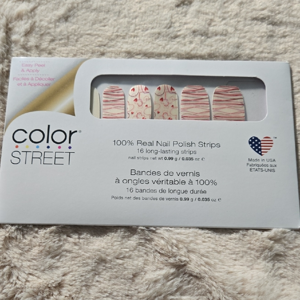 2/$15 🩷 Color Street Pink and White Swirl Nail Strips